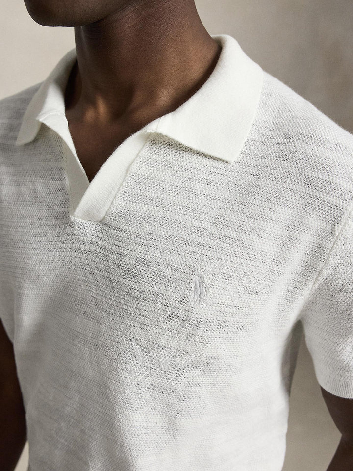 Cotton linen polo sweater