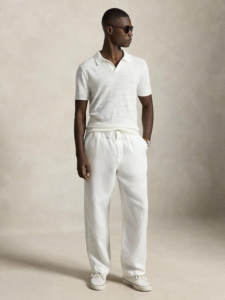 Cotton linen polo sweater