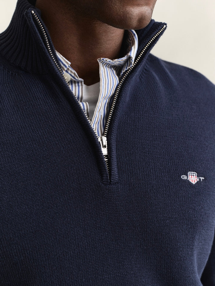 Cotton Knit Half-Zip Sweater