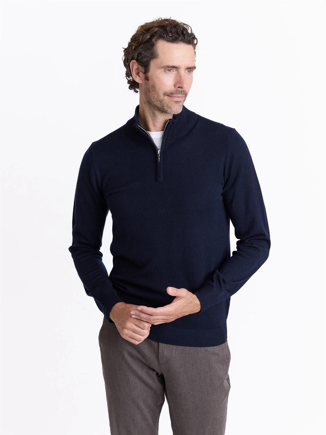 Berto merino zip genser
