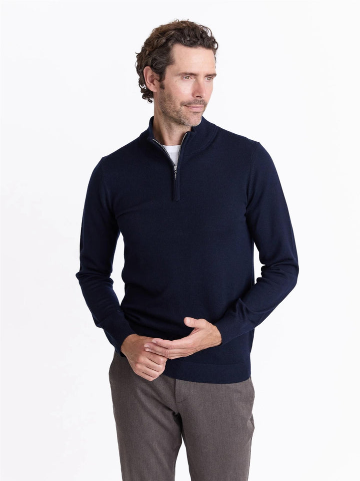 Berto merino zip genser