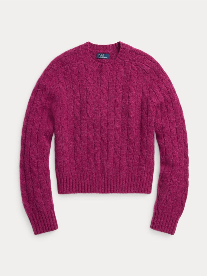 Cable knit wool neck sweater