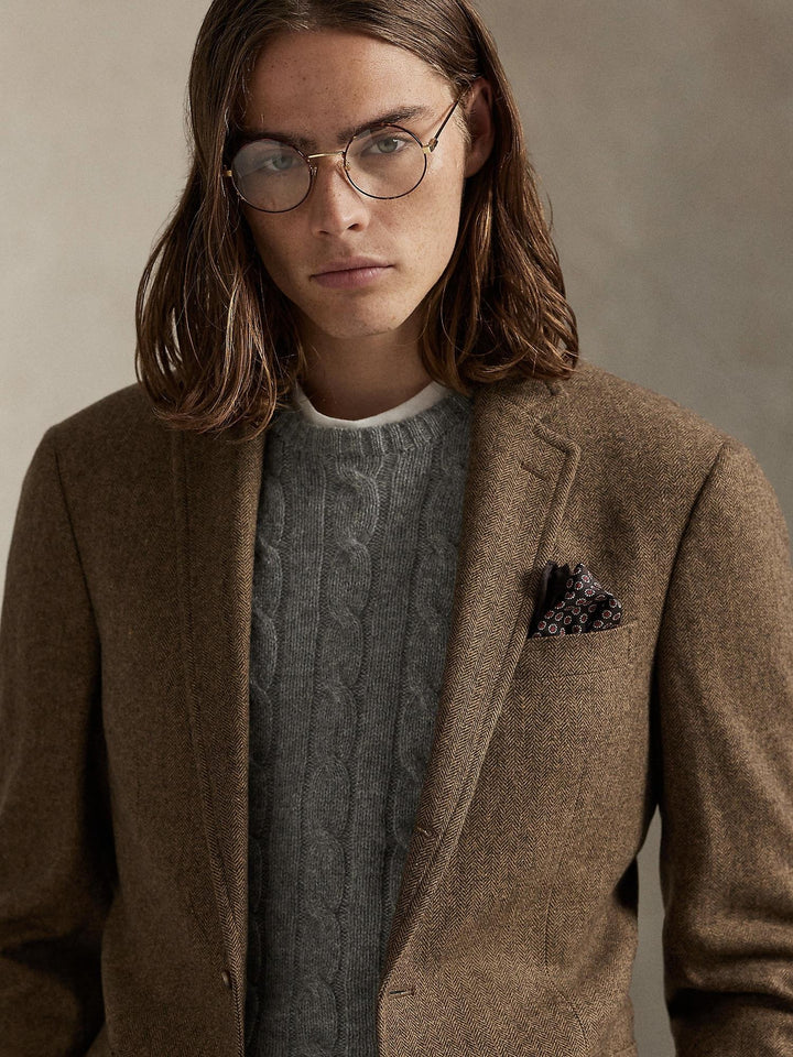 Modern fit herringbone coat
