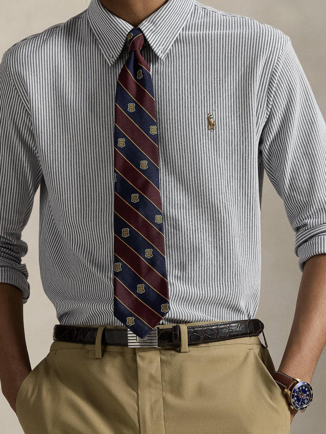 Striped Knit Oxford Shirt