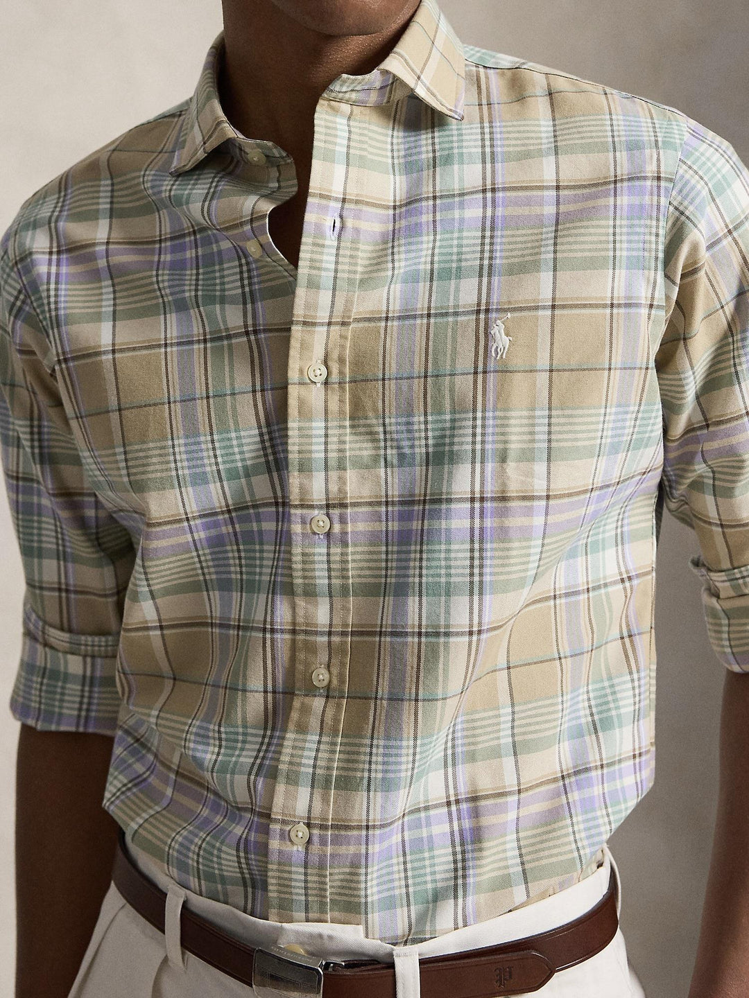 Custom fit plaid oxford shirt