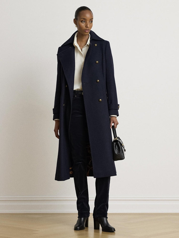 Wool-blend twill coat