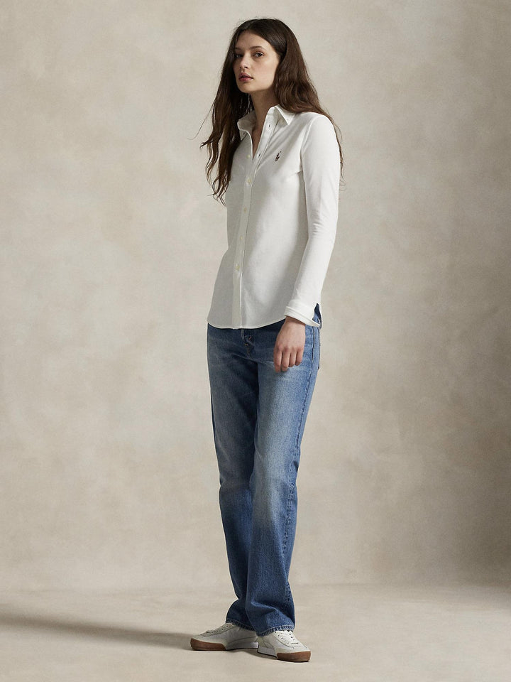 Slim fit knit cotton oxford shirt