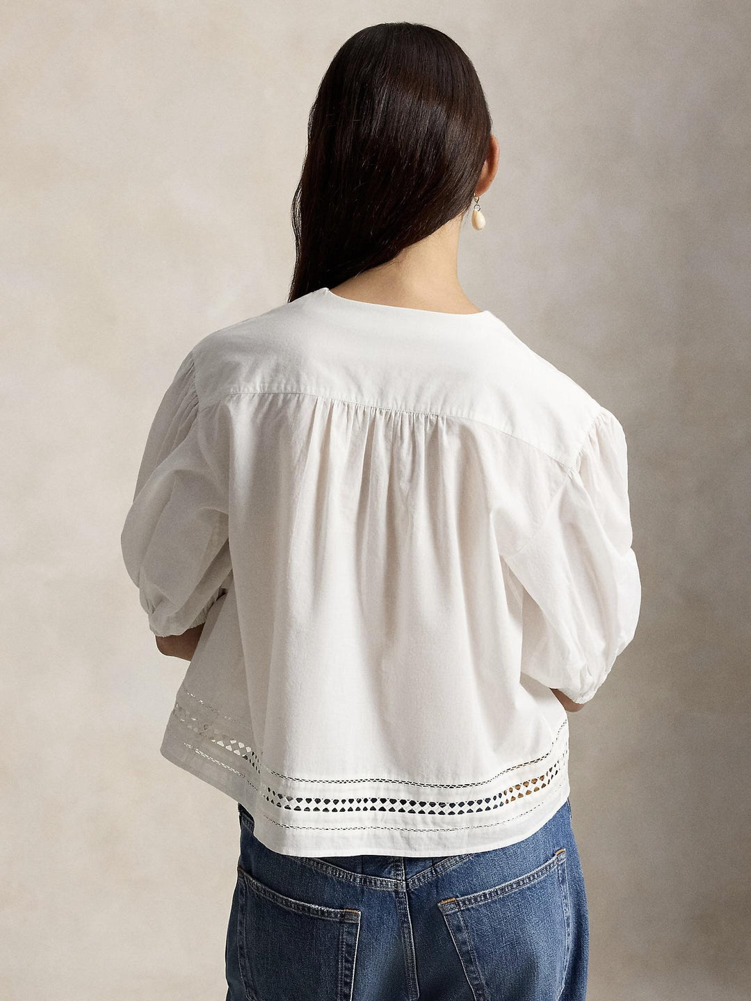 Lace trim cotton shirt