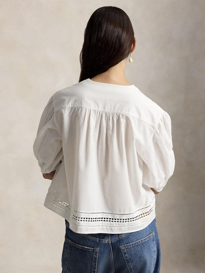 Lace trim cotton shirt