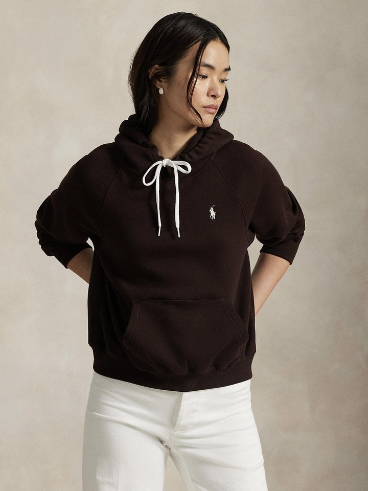 Shrunken fit fleece hoodie