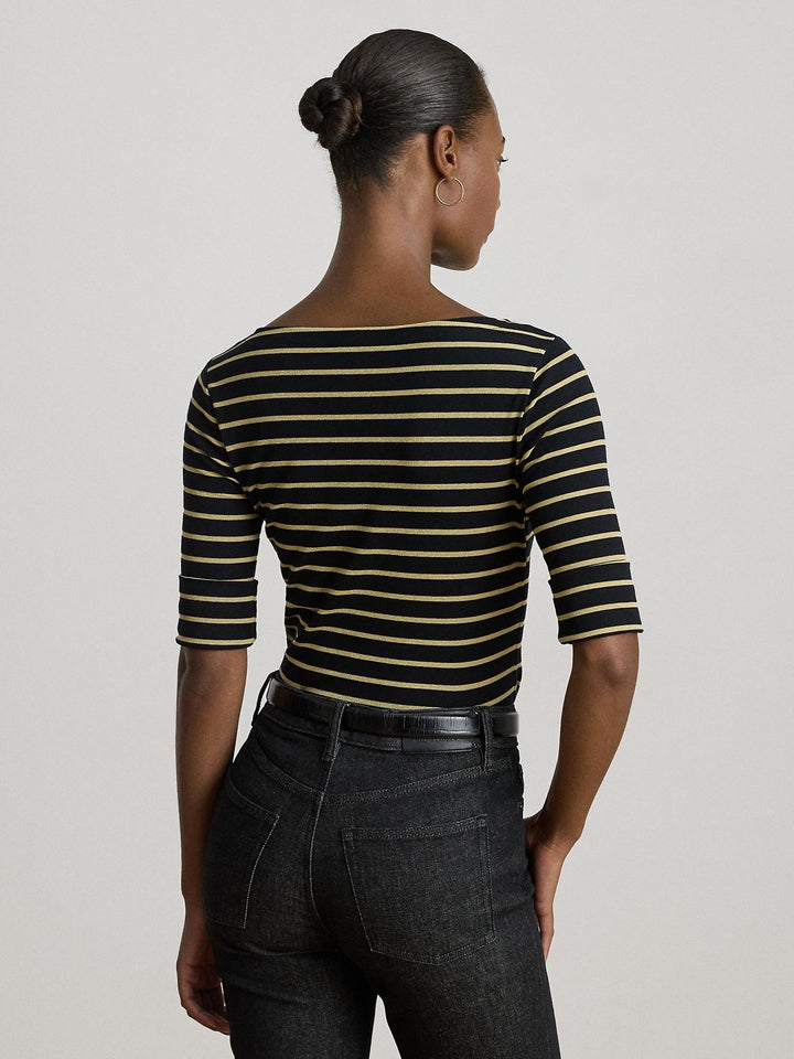 Metallic Striped Boatneck Tee