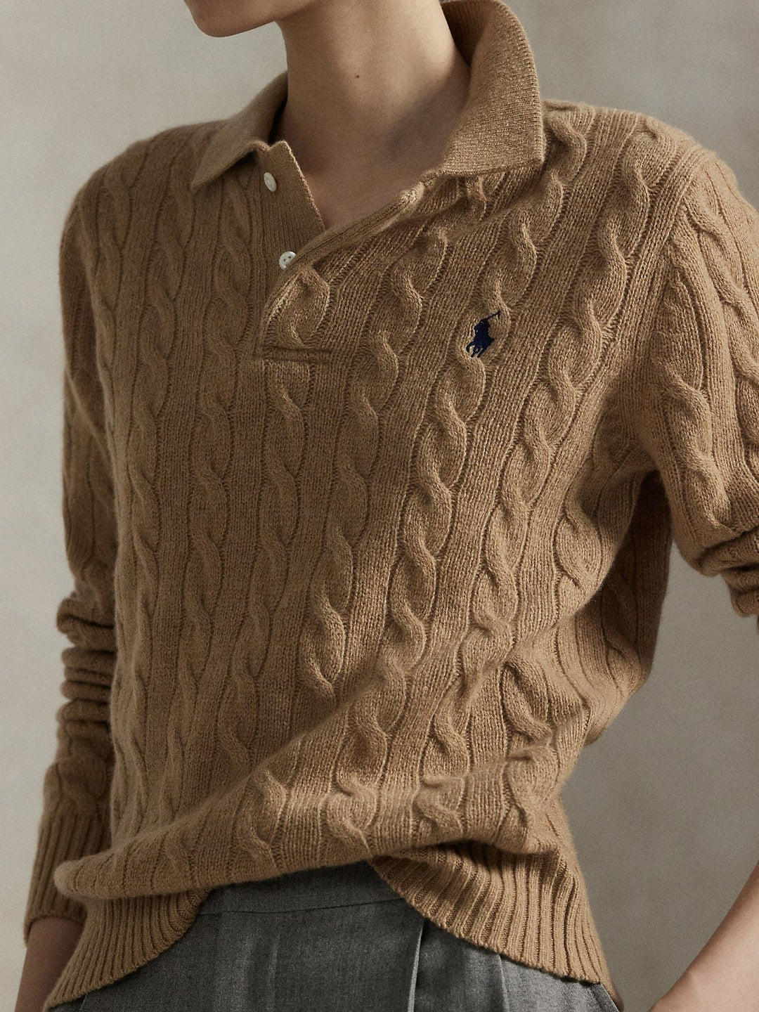 Wool cashmere polo sweater