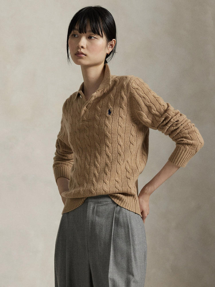 Wool cashmere polo sweater