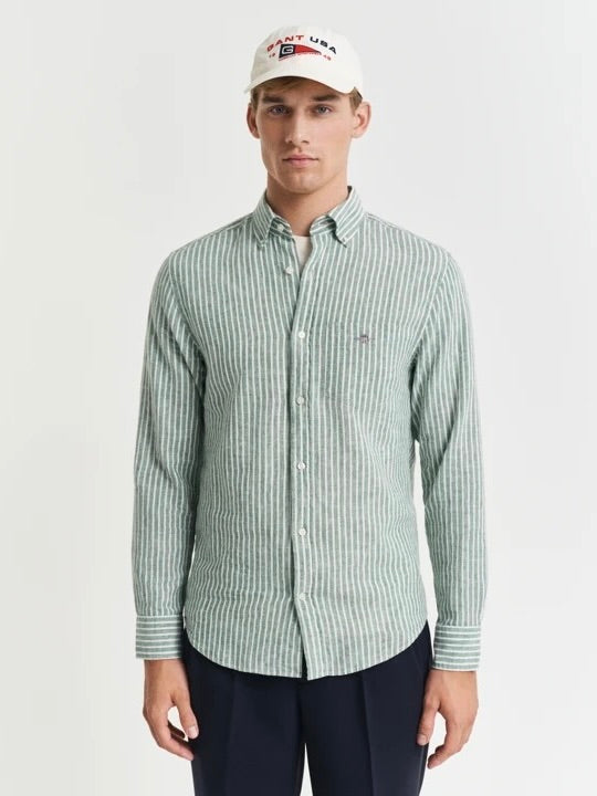 Reg Cotton Linen Stripe Shirt