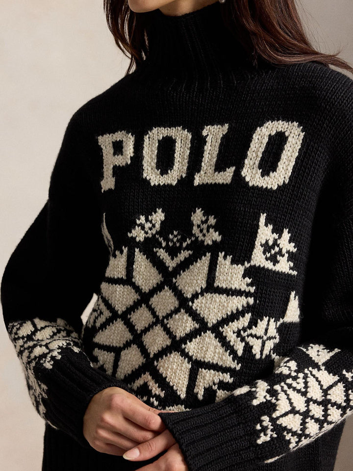 Snowflake Wool Turtleneck Sweater