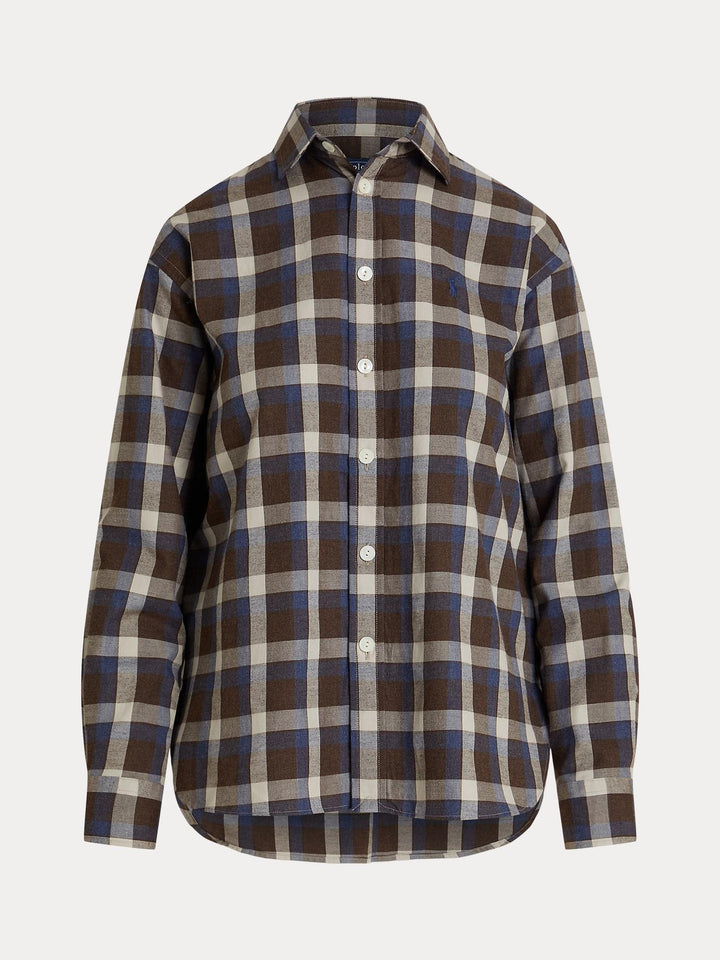 Relaxed Fit Plaid Cotton Twill Shirt