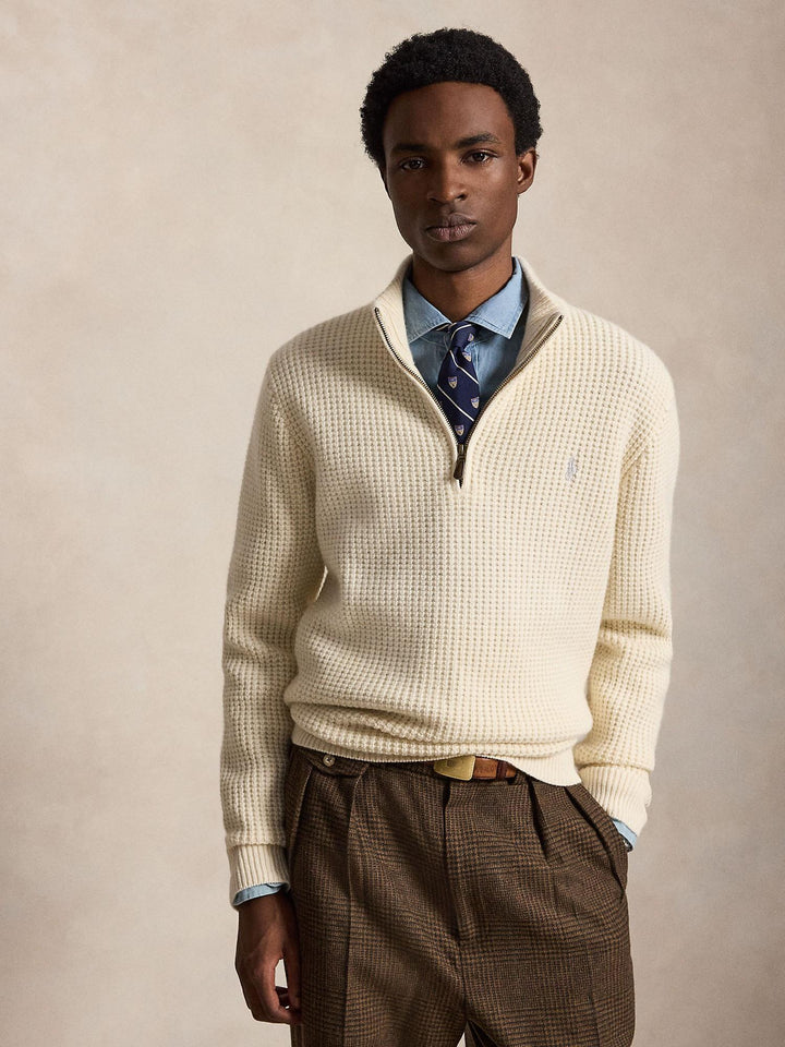 Waffle Knit Wool-Cotton Sweater