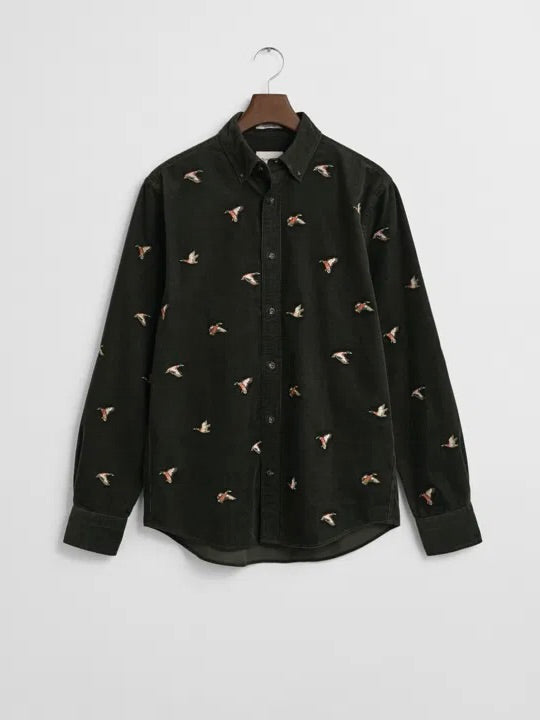 Embroidered cord shirt
