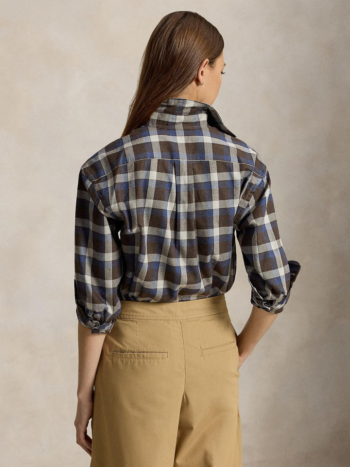 Relaxed Fit Plaid Cotton Twill Shirt