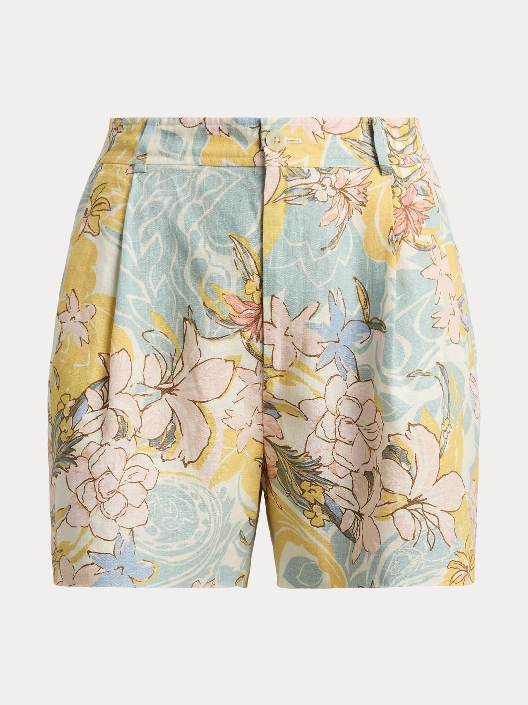 Floral linen shorts