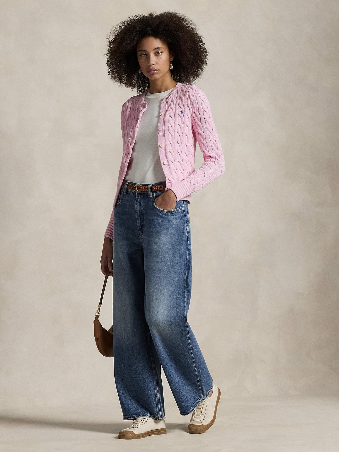 Cable knit cotton cardigan