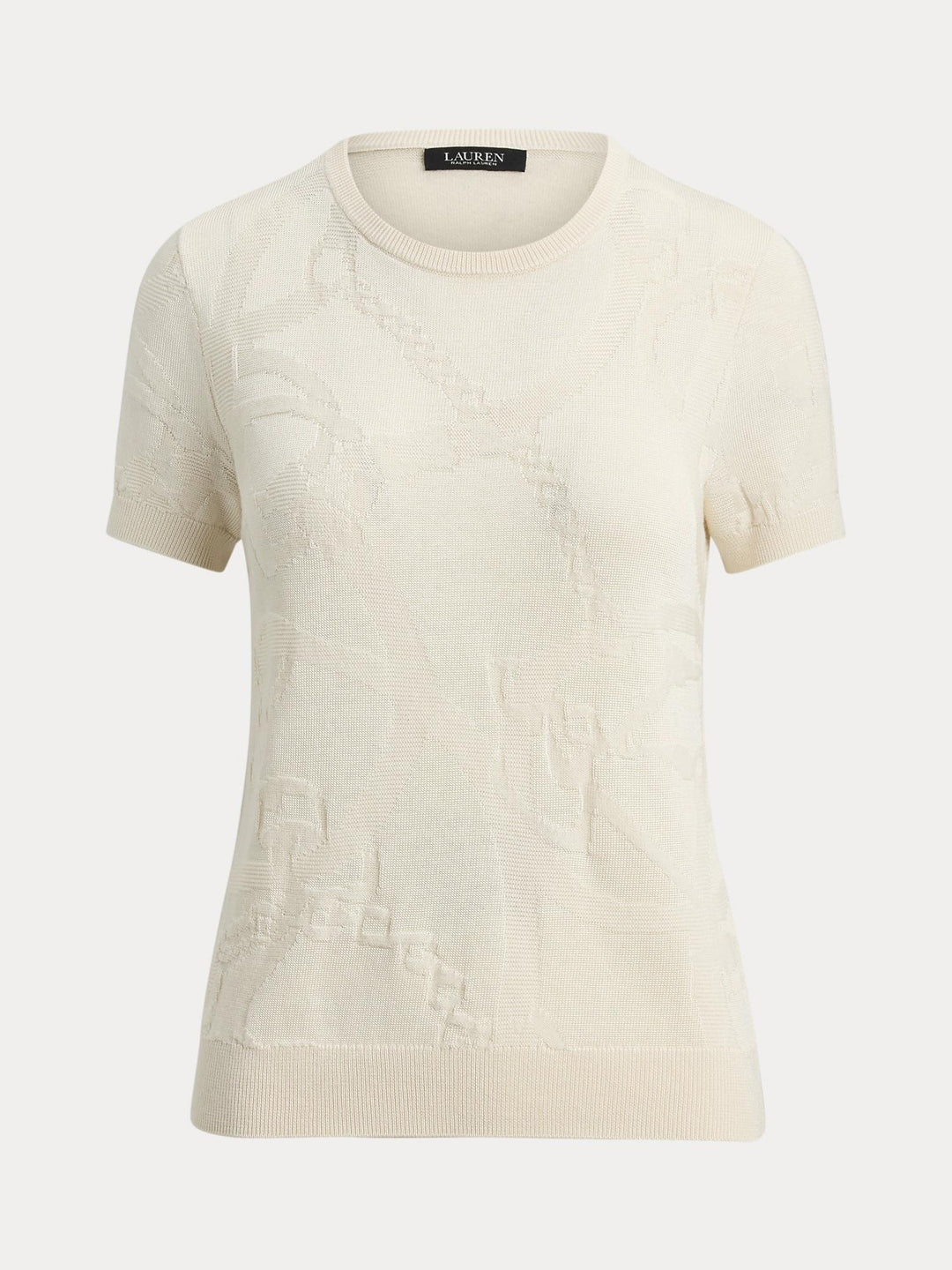 Belting-Motif Short Sleeve Sweater