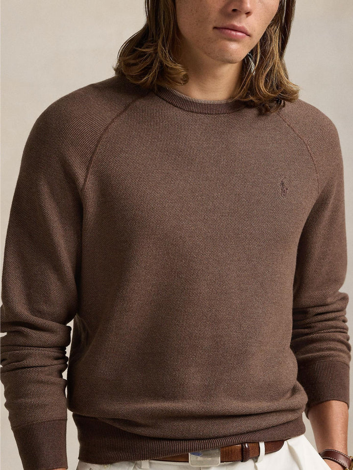 Textured Cotton Crewneck Sweater