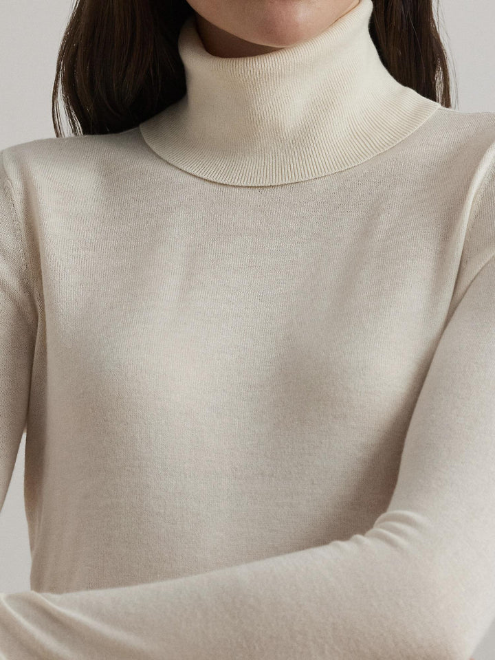 Silk Blend Turtleneck Sweater