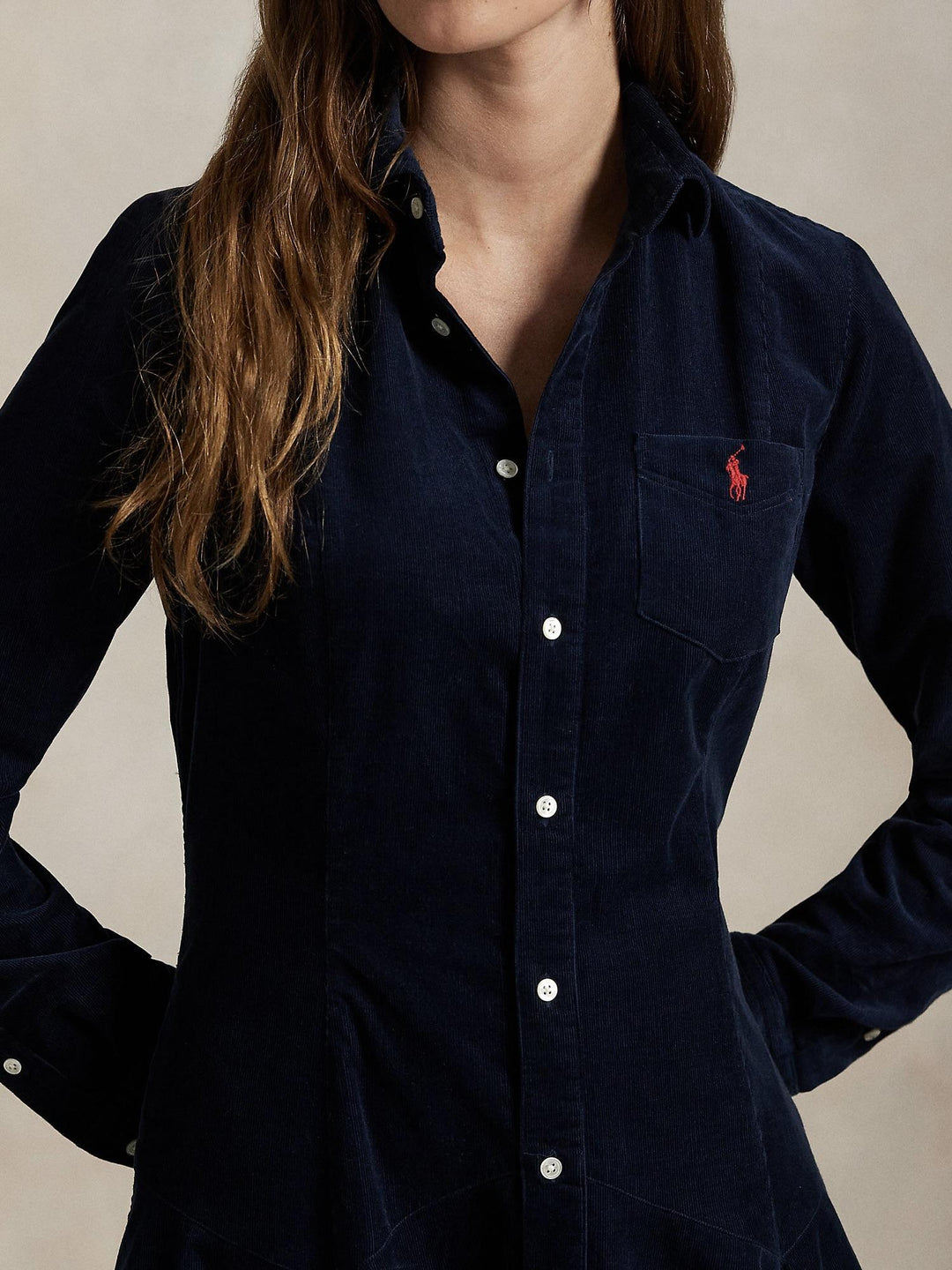 Corduroy A-line ShirtDress
