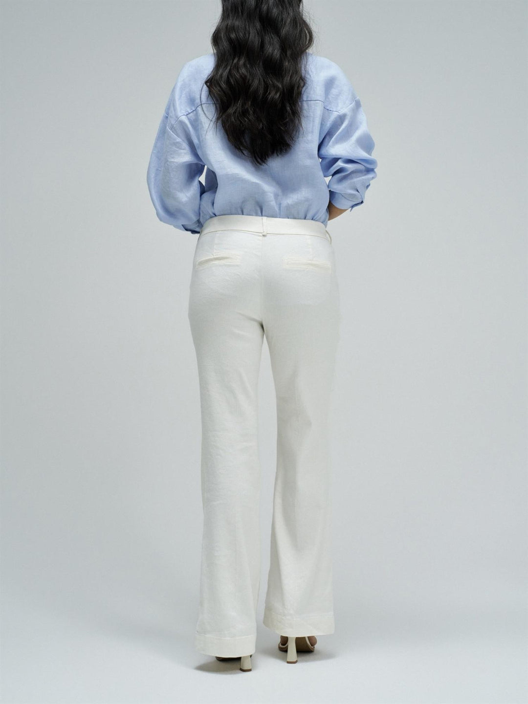 Chino flare linen trousers