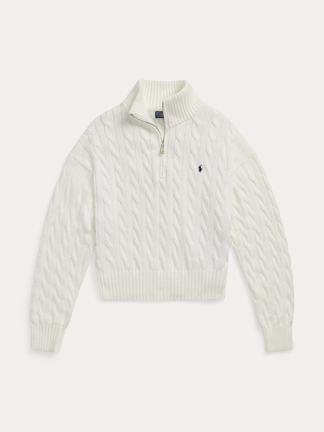 CABLE-KNIT COTTON QUARTER-ZIP SWEATER