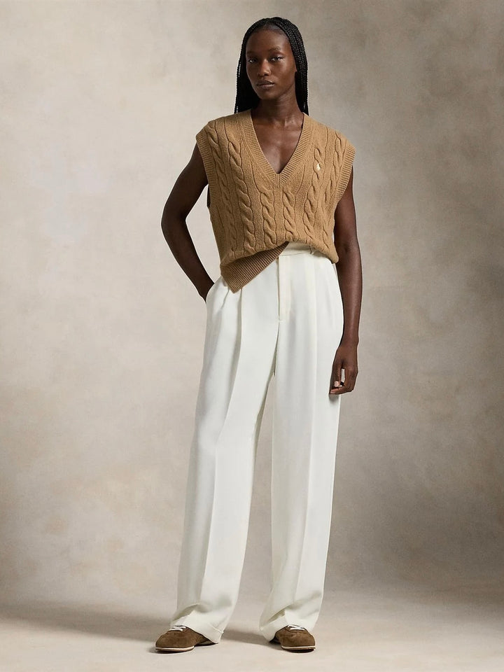 Cable knit cashmere vest