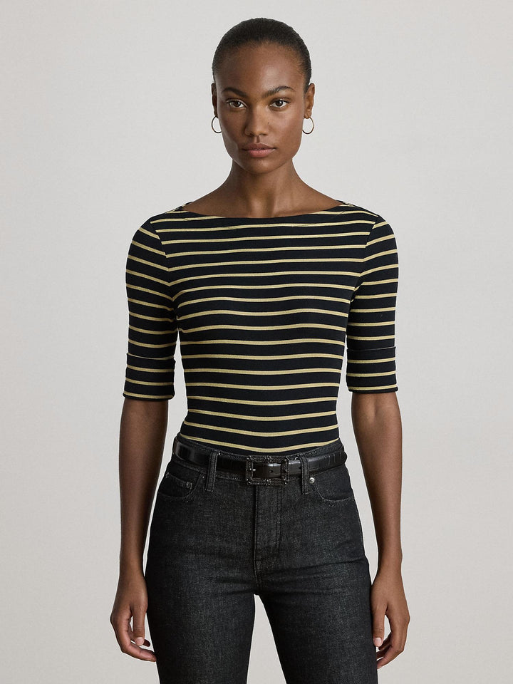 Metallic Striped Boatneck Tee