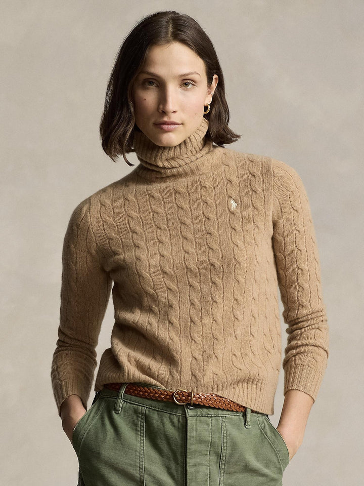 Wool Cashmere Cable Turtleneck