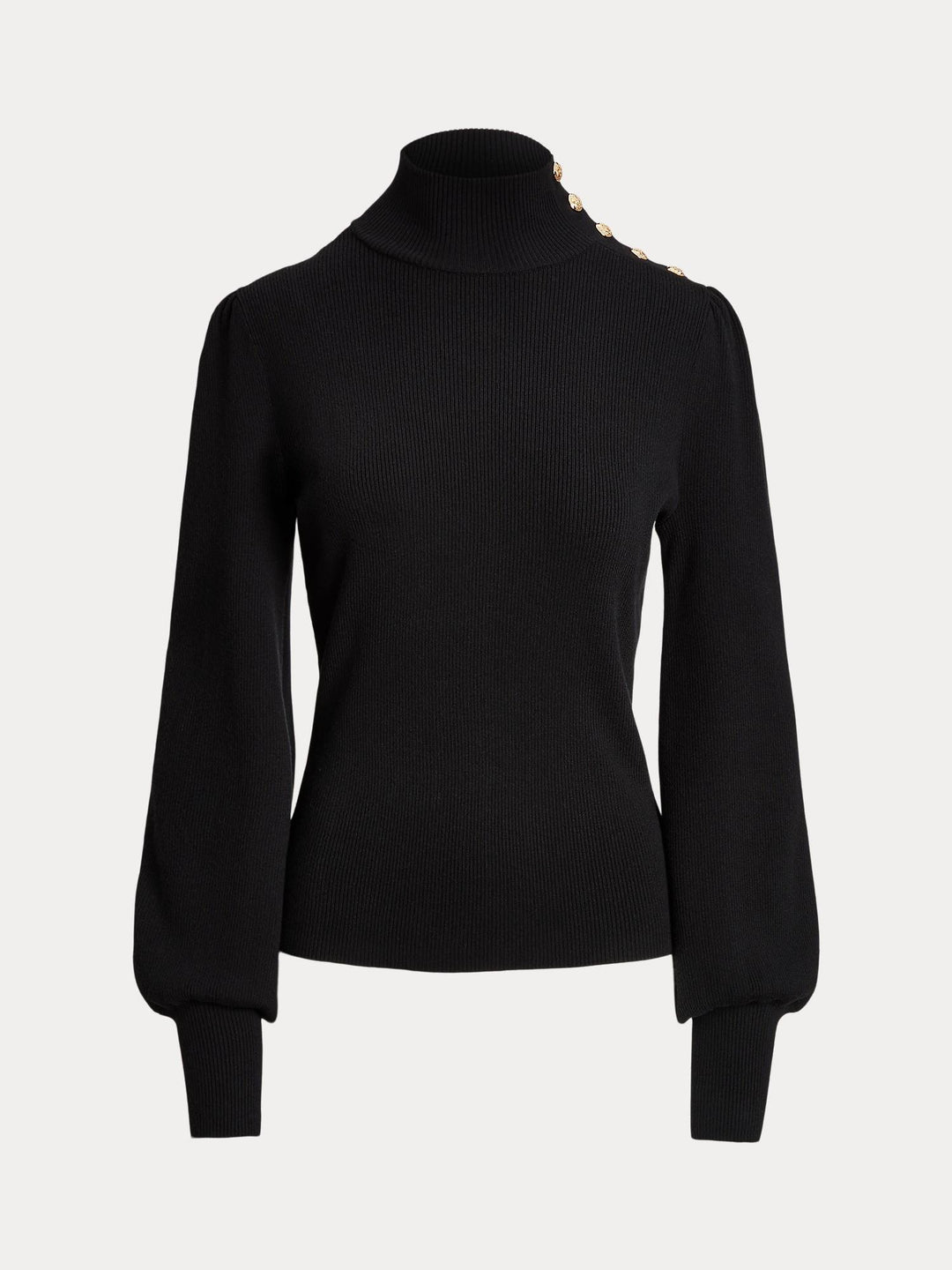 Button Trim Mockneck Sweater