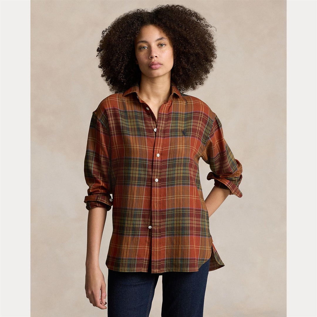 Relaxed fit plaid cotton shirt