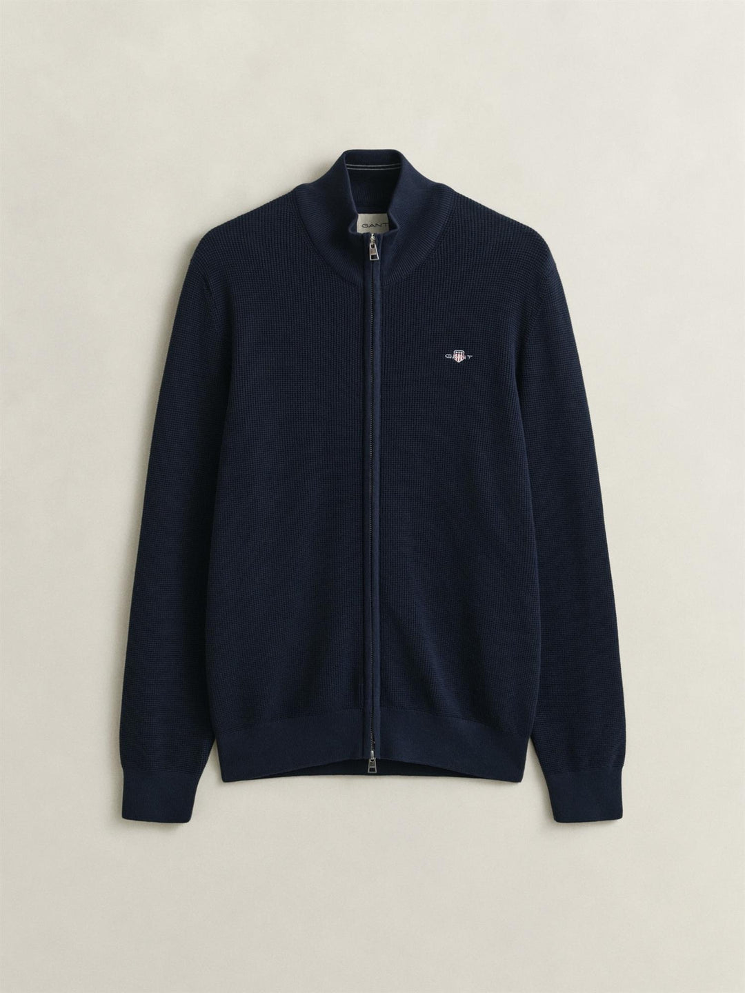 Micro Textured Cotton Zip Cardigan