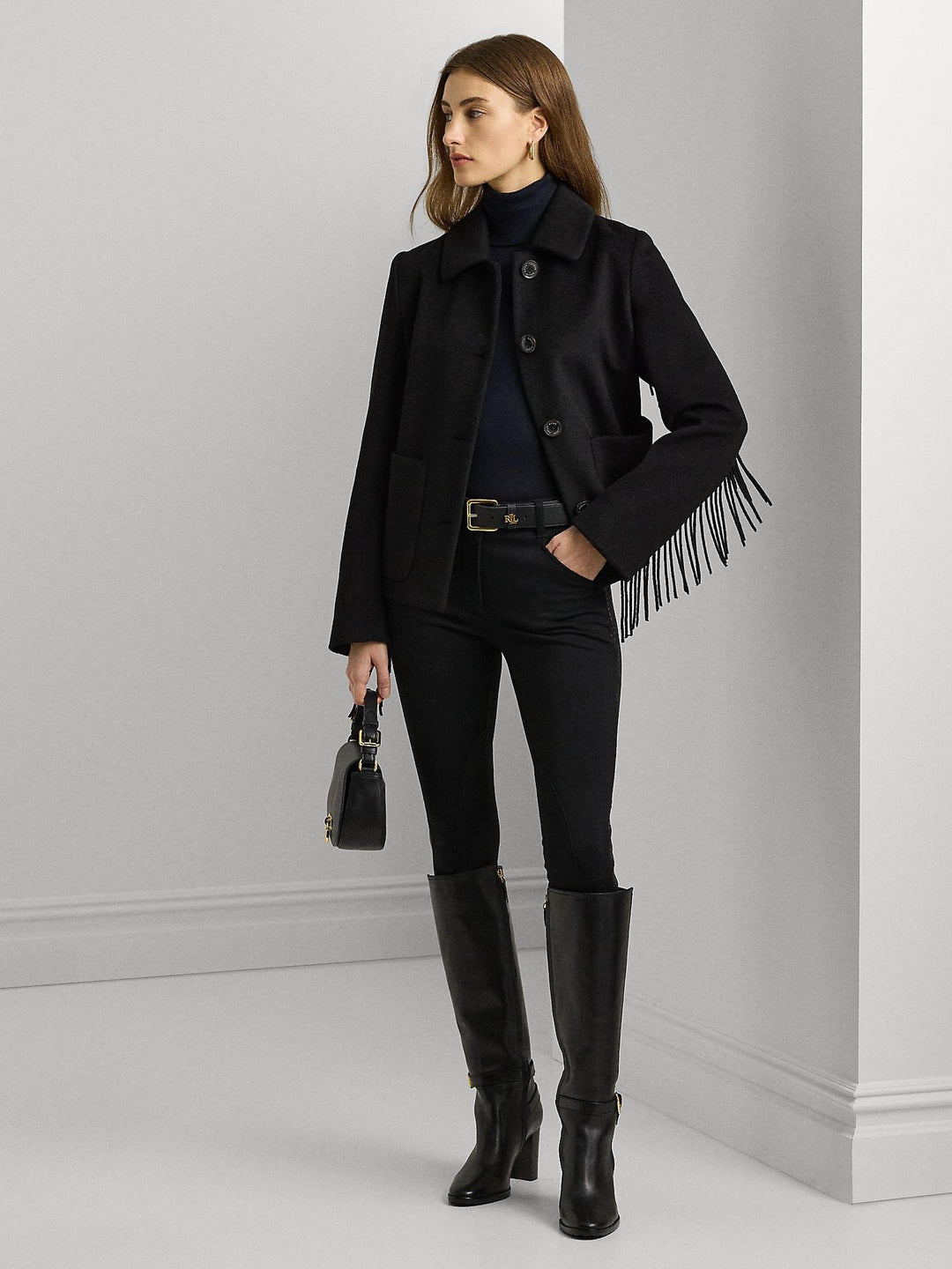 Fringe Trim Wool Coat