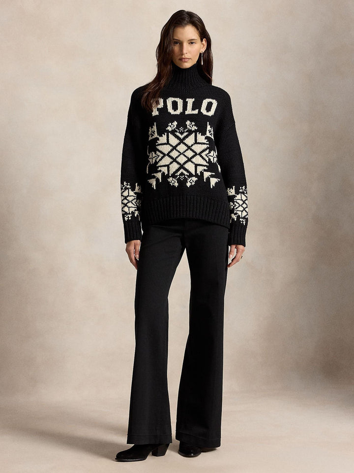 Snowflake Wool Turtleneck Sweater