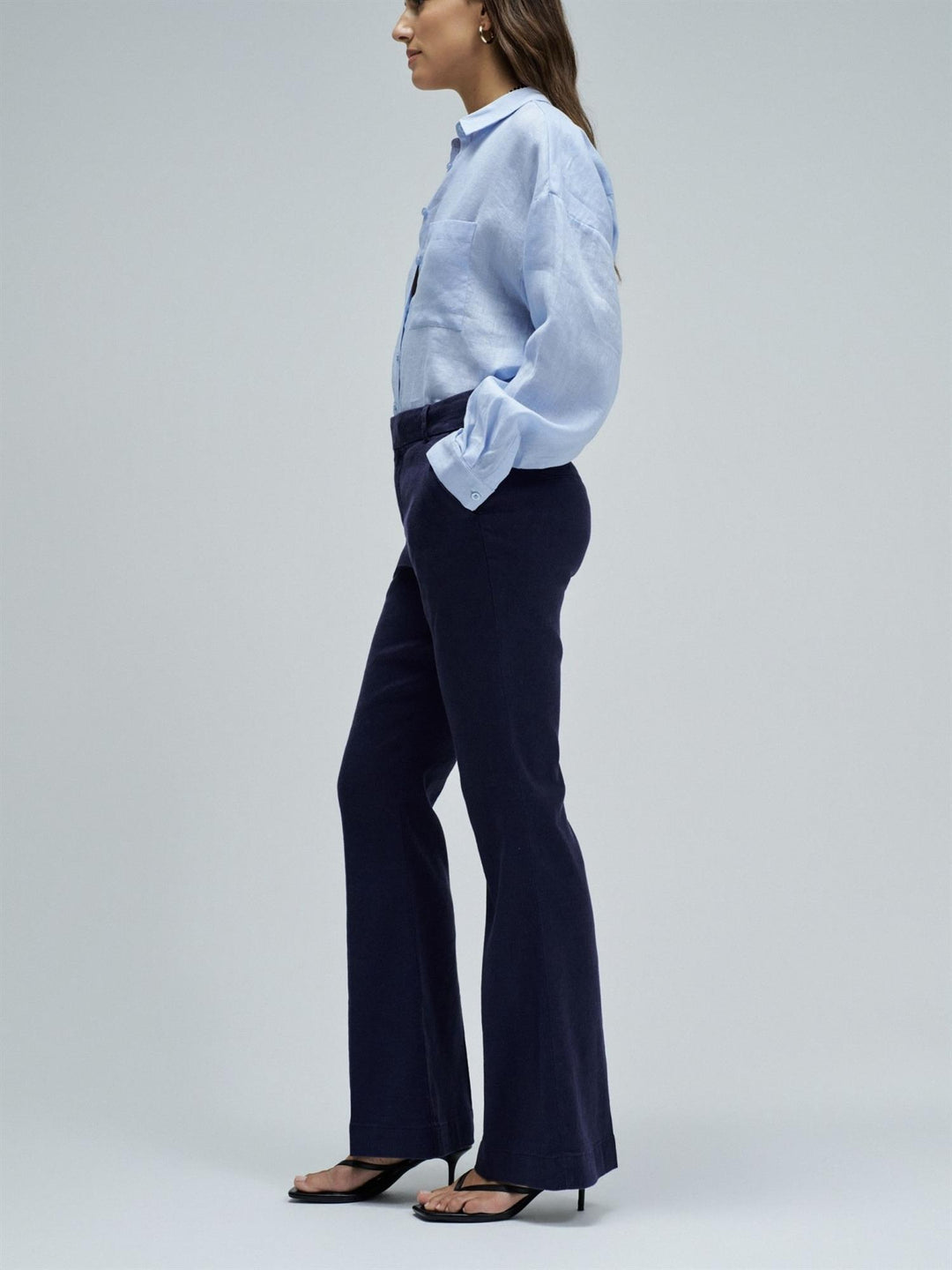 Chino flare linen trousers
