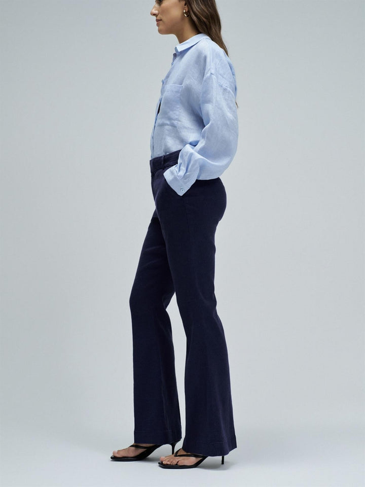 Chino flare linen trousers