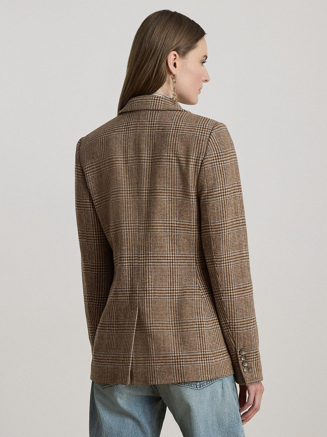 Glen Plaid Wool Blend Twill Blazer