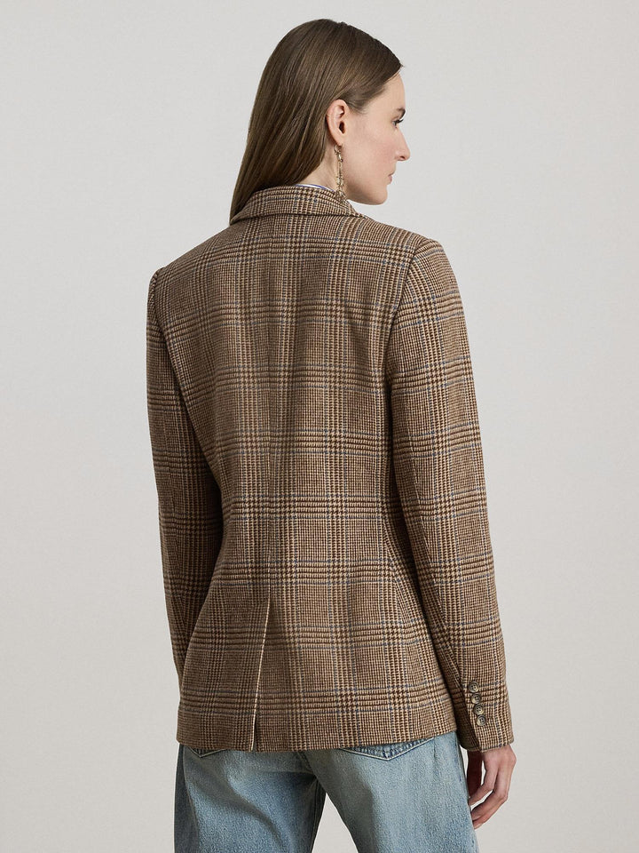 Glen Plaid Wool Blend Twill Blazer