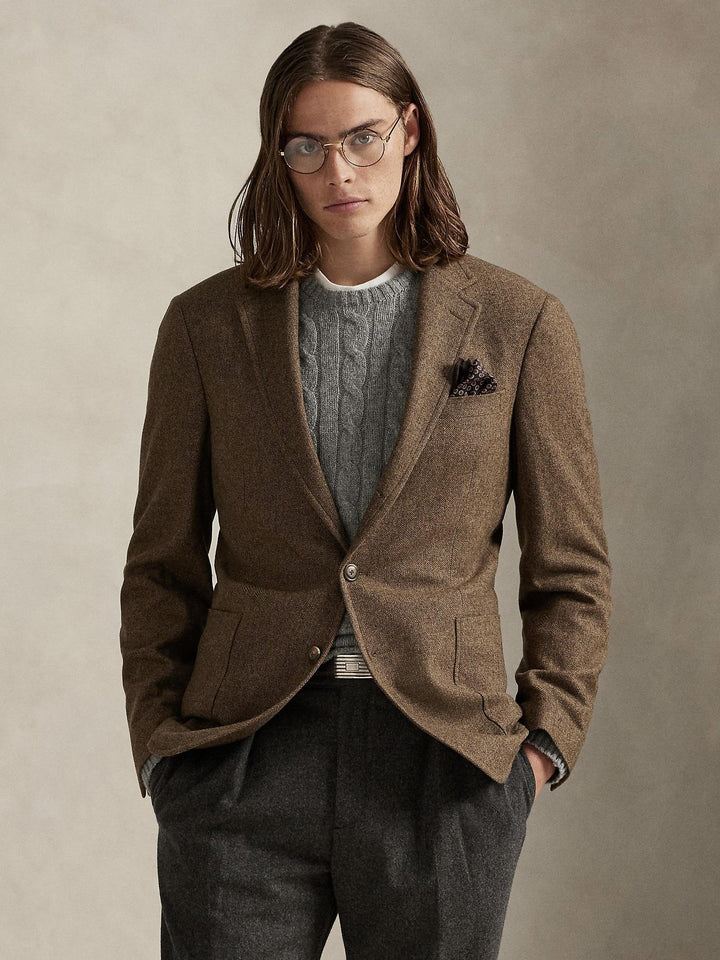 Modern fit herringbone coat