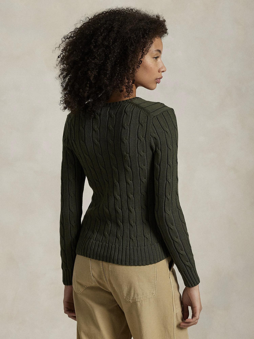 Cable knit v neck sweater