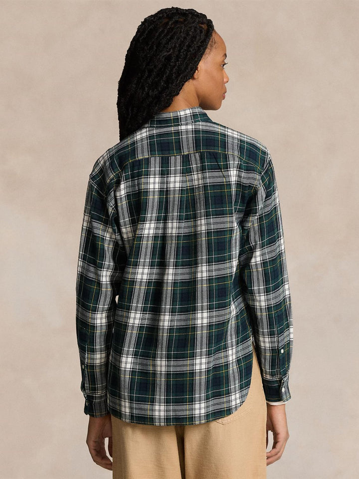 Relaxed fit plaid cotton shirt