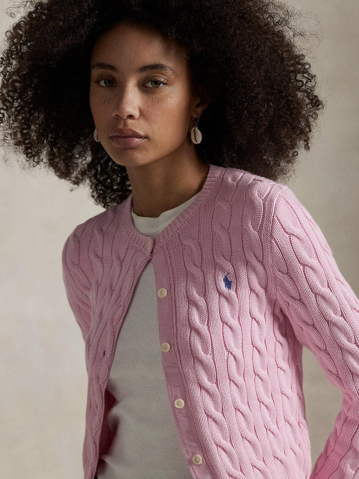 Cable knit cotton cardigan