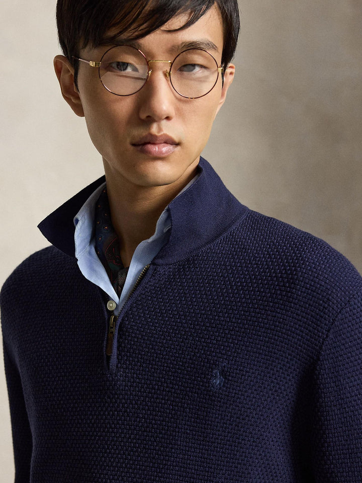 Washable Wool Polo-Collar Sweater