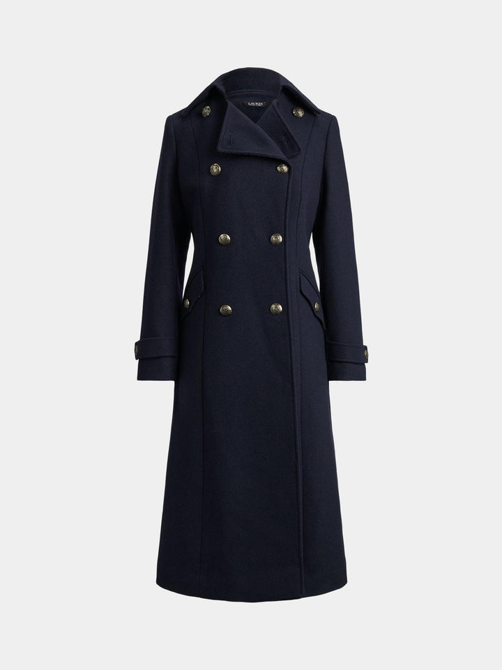 Wool-blend twill coat