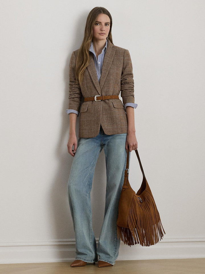 Glen Plaid Wool Blend Twill Blazer